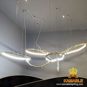 خاص غرفة المعيشة الإبداعية الحديثة النحاس الاكريليك قلادة الإضاءة الذهبية (KZB01P) 
