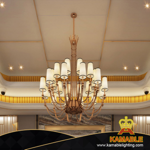 مشروع فندق الذهب الوردي الثريا الزجاجية الفولاذ المقاوم للصدأ (KAC-03)